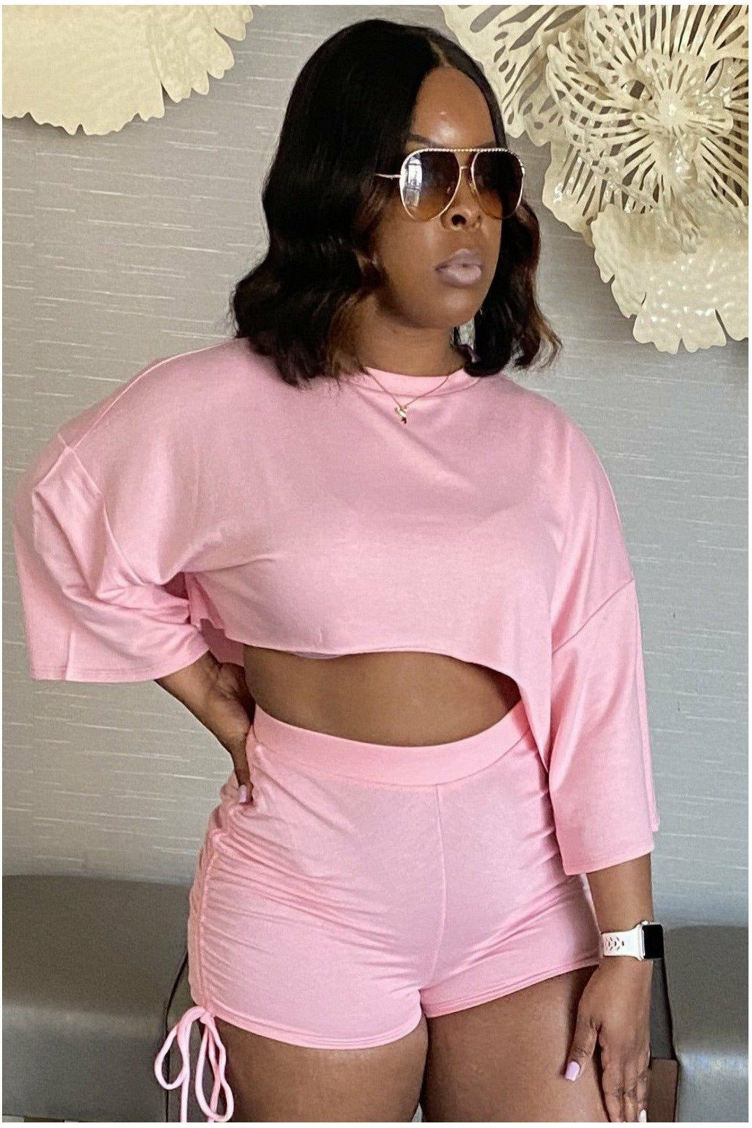 Cotton Candy Crop Top 2 piece Short Set - Nore's Fashion