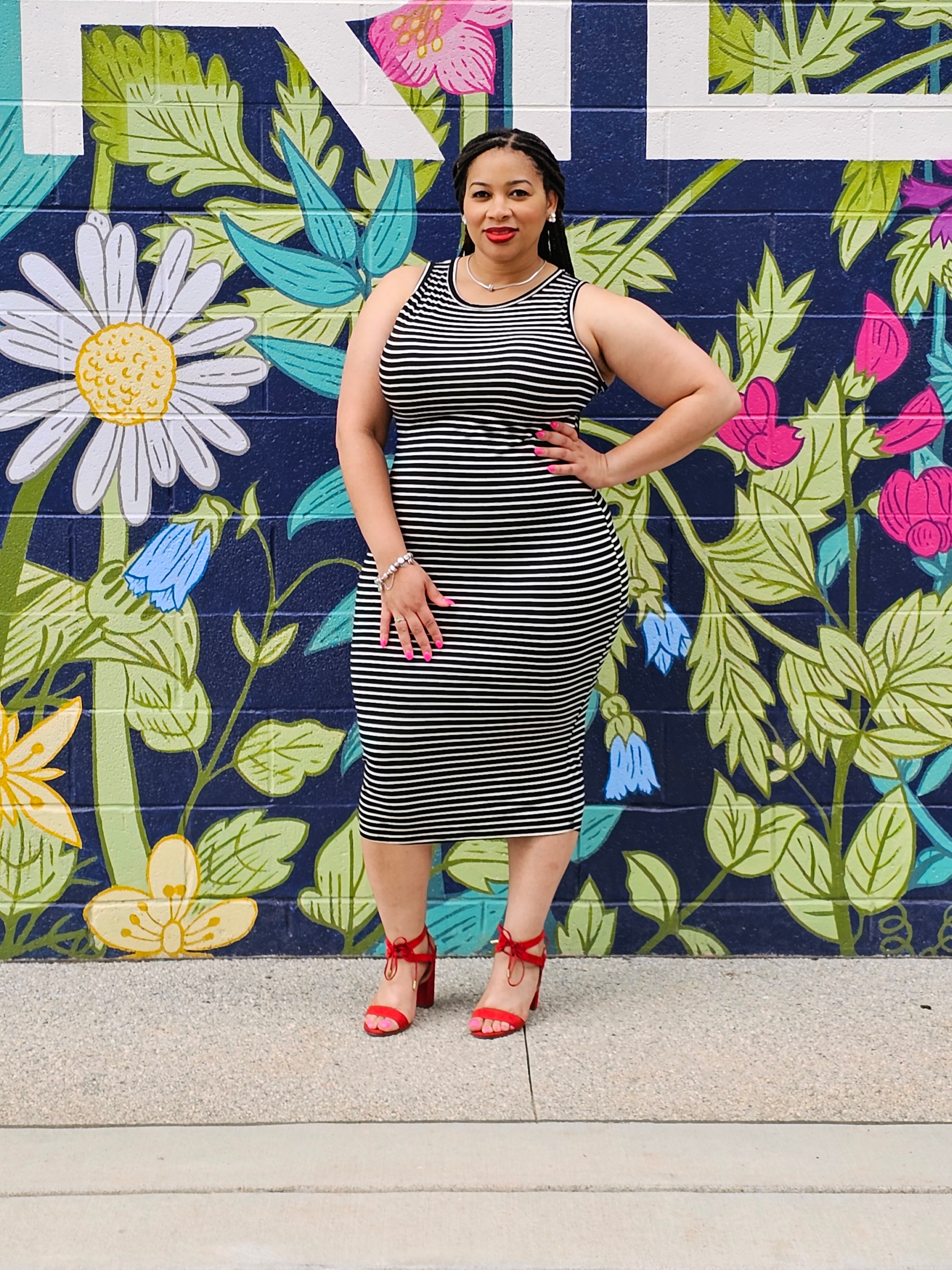 Plus size striped dress outlet