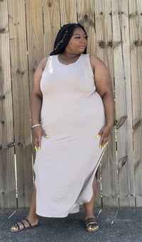 Lizzy Girl Sleeveless Side Slit Plus Size Dress