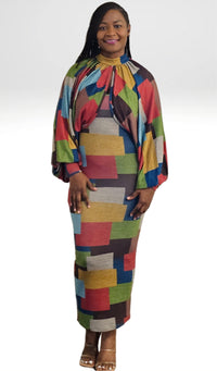 Multicolor 2 piece tube dress set