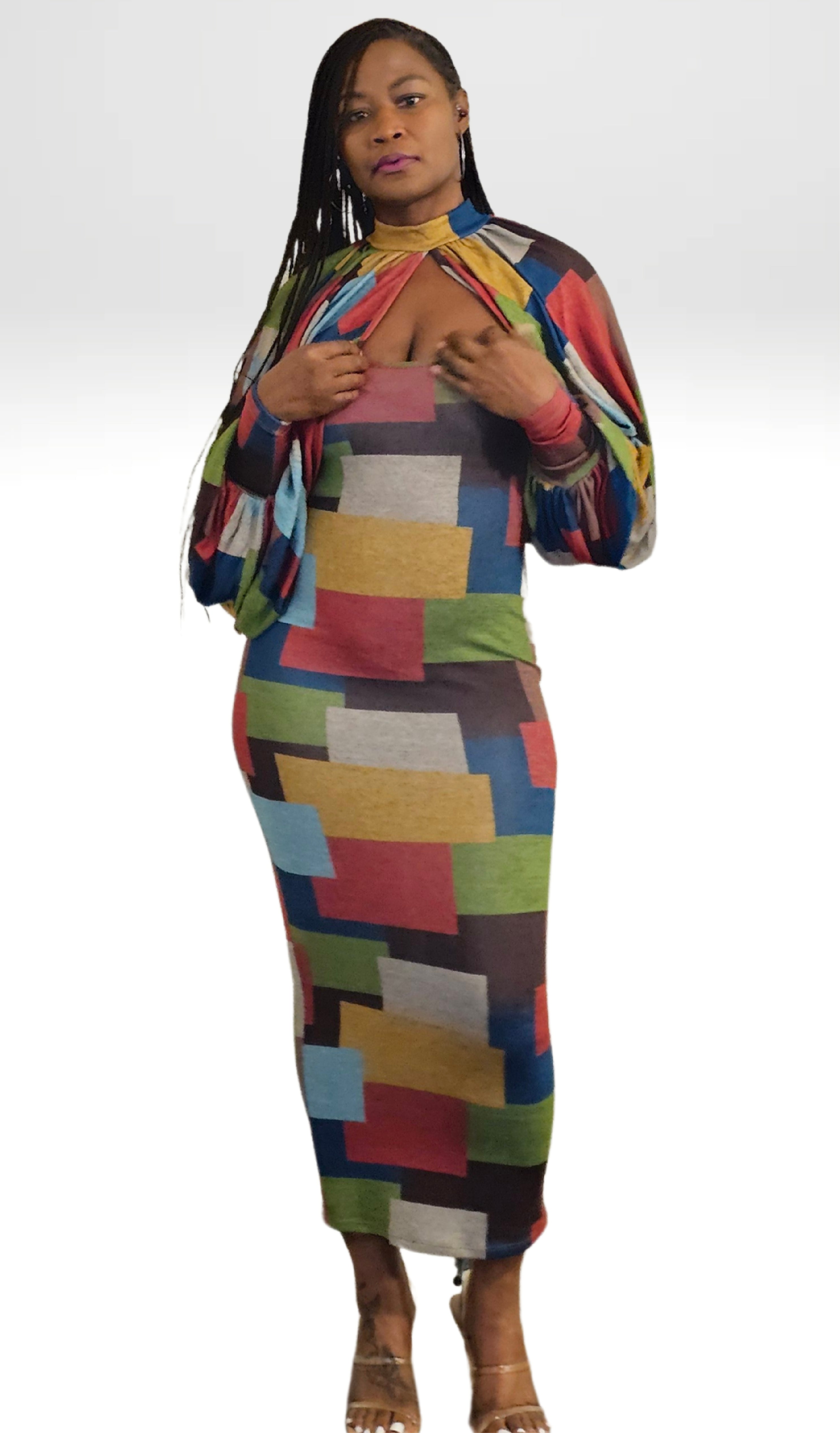 Multicolor 2 piece tube dress set