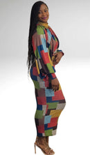 Multicolor 2 piece tube dress set