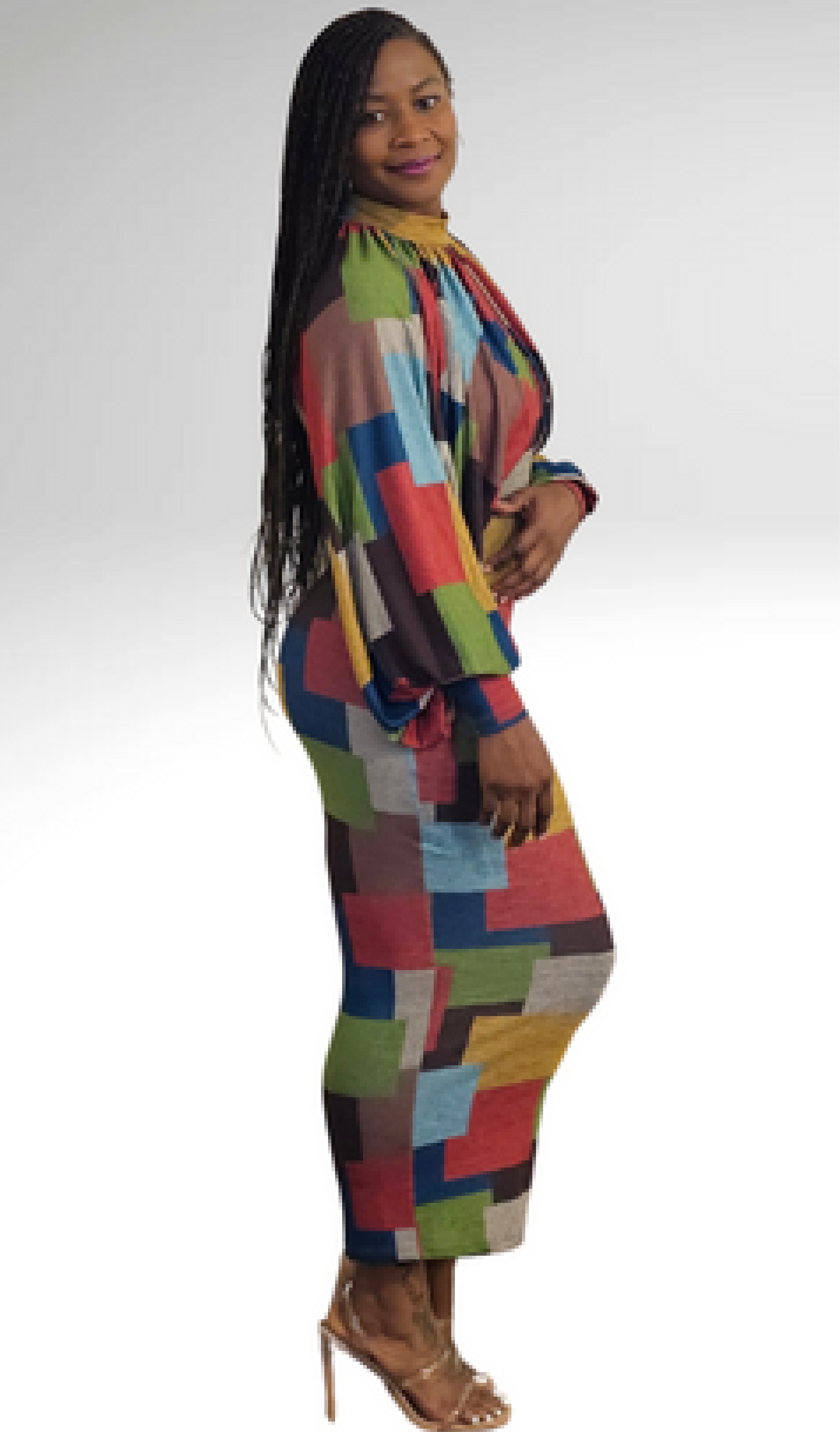 Multicolor 2 piece tube dress set
