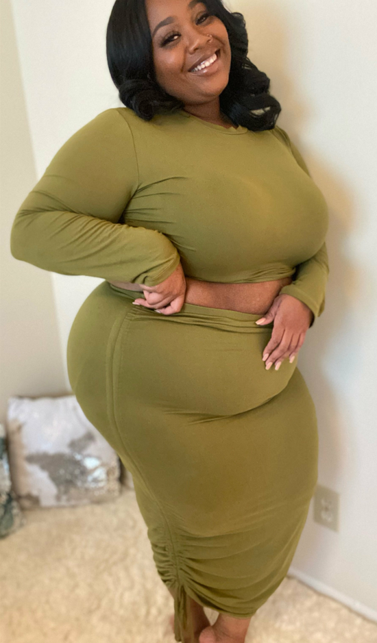 Ruched Me Up Plus Size Skirt Set