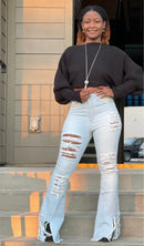 Flare ripped jeans