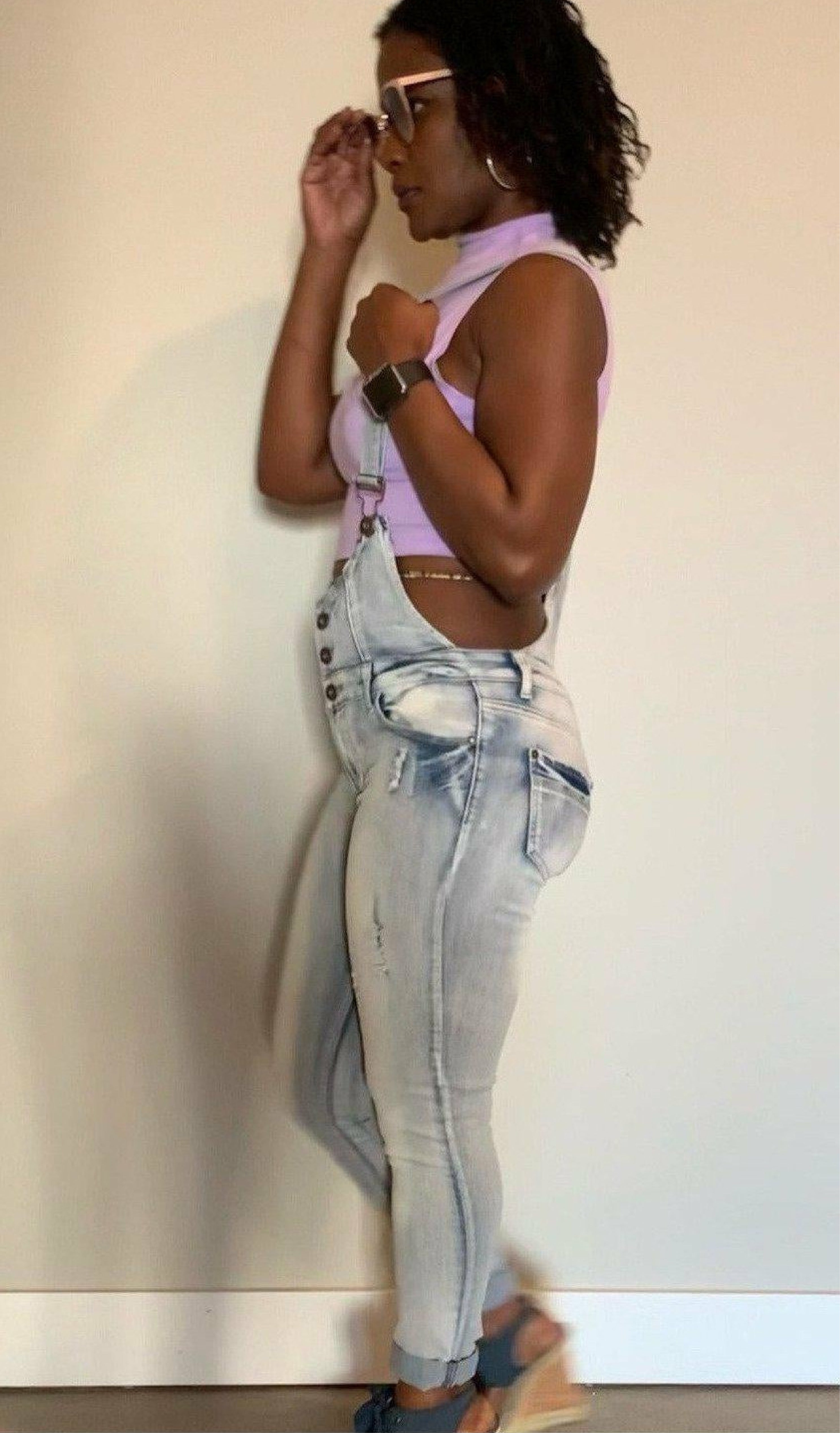 Tight-Fit Denim Overalls