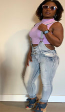 Tight-Fit Denim Overalls