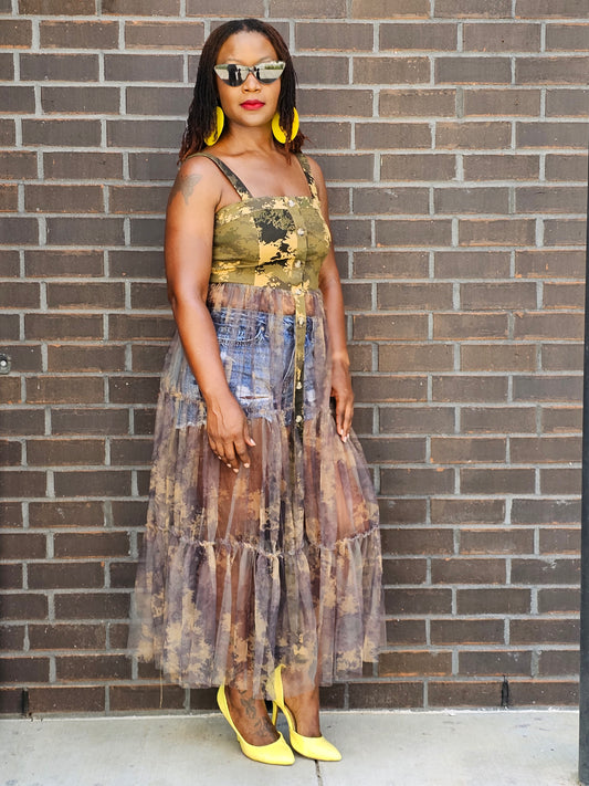 Tulle Camo Top