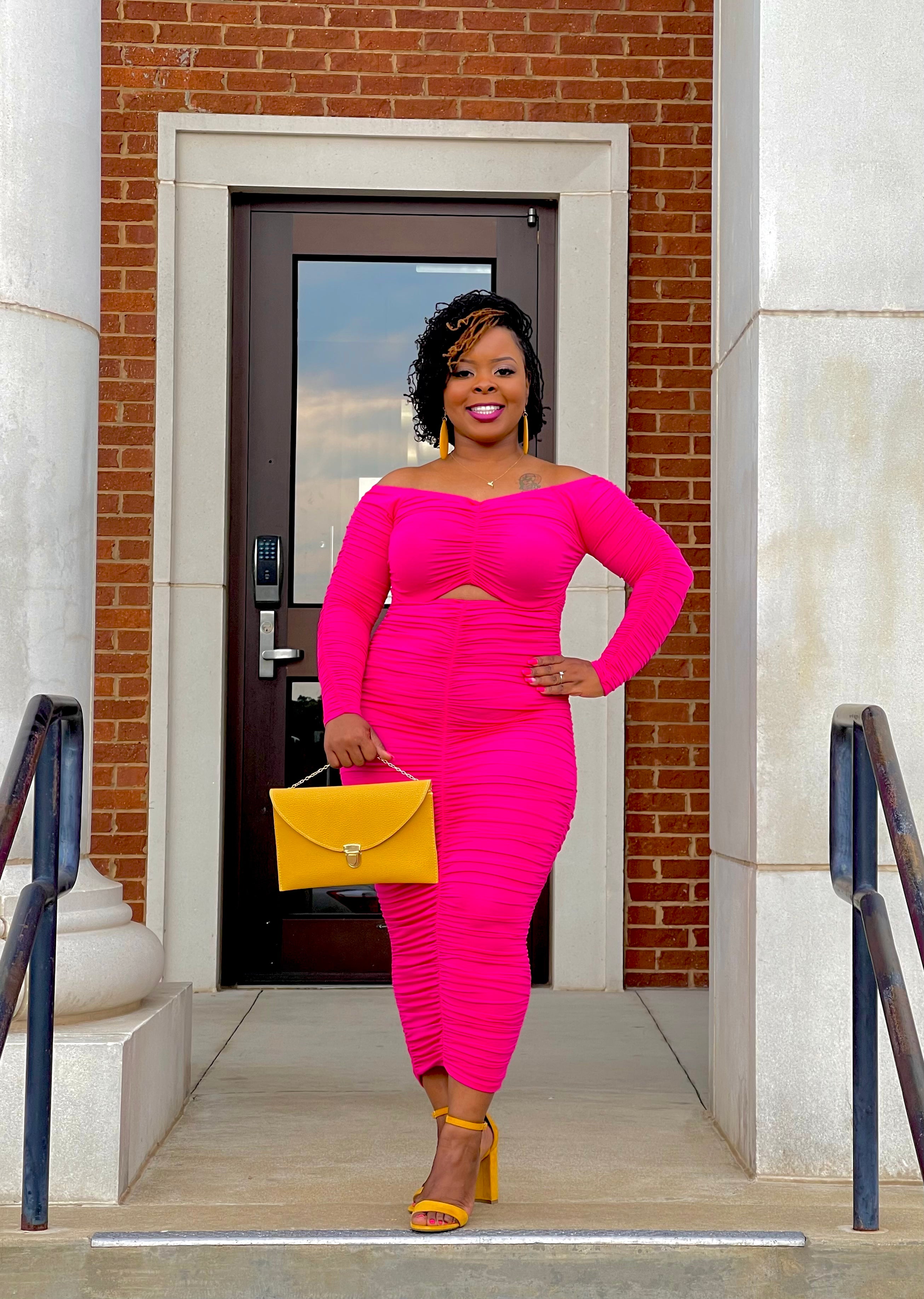 Poppin’ in Pink Ruched Dress