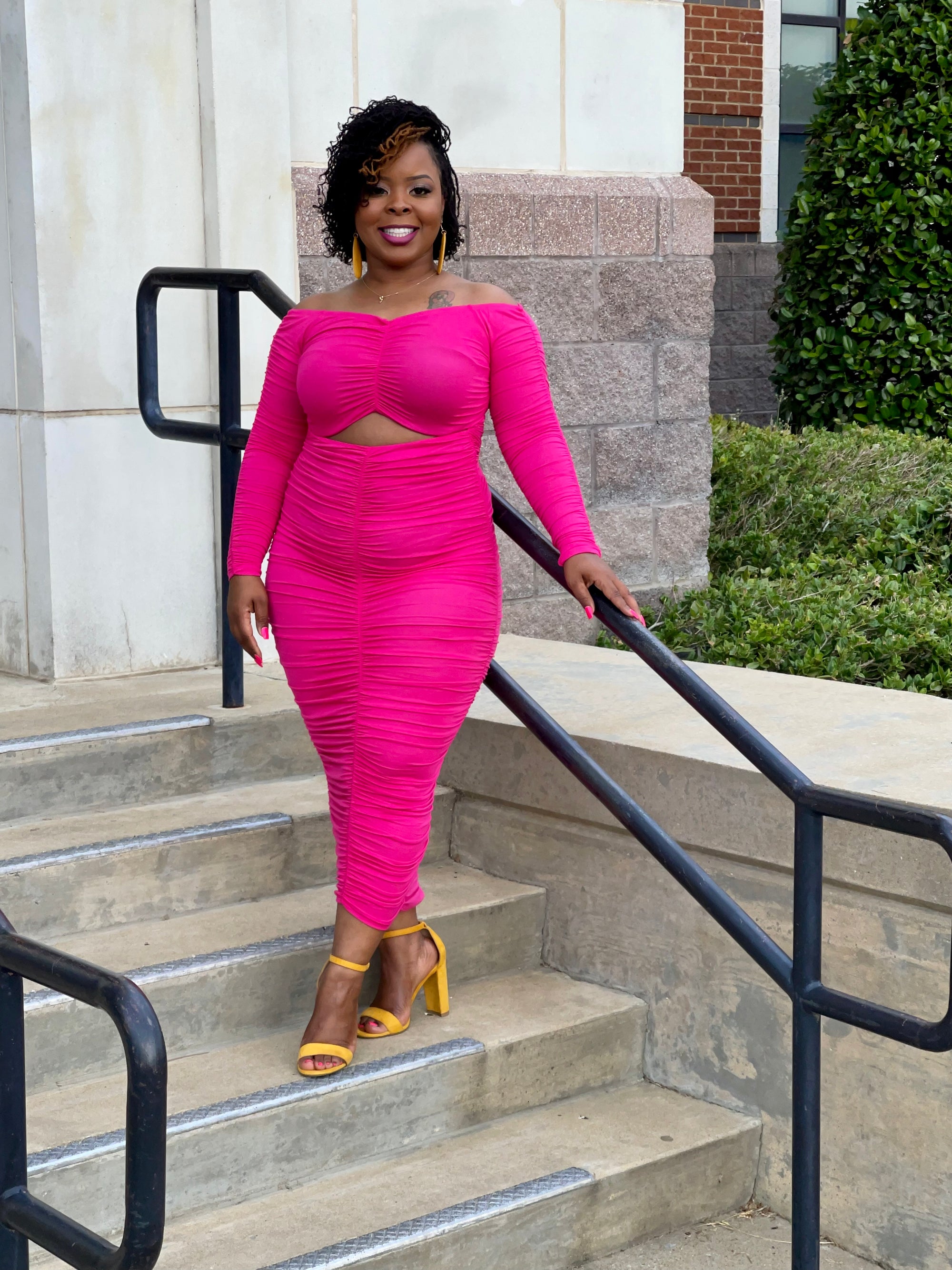 Poppin’ in Pink Ruched Dress