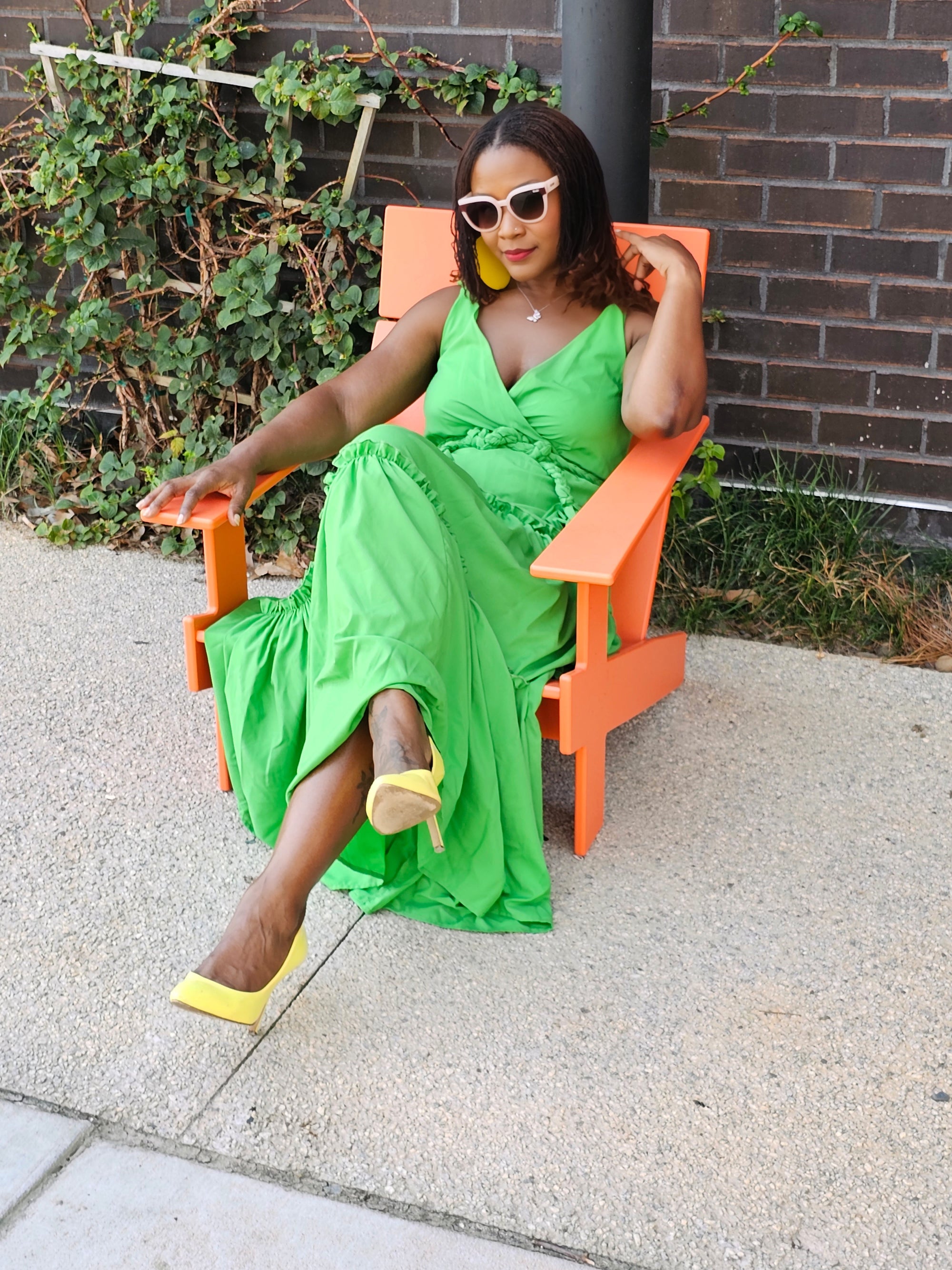 Ruffle V neck dress