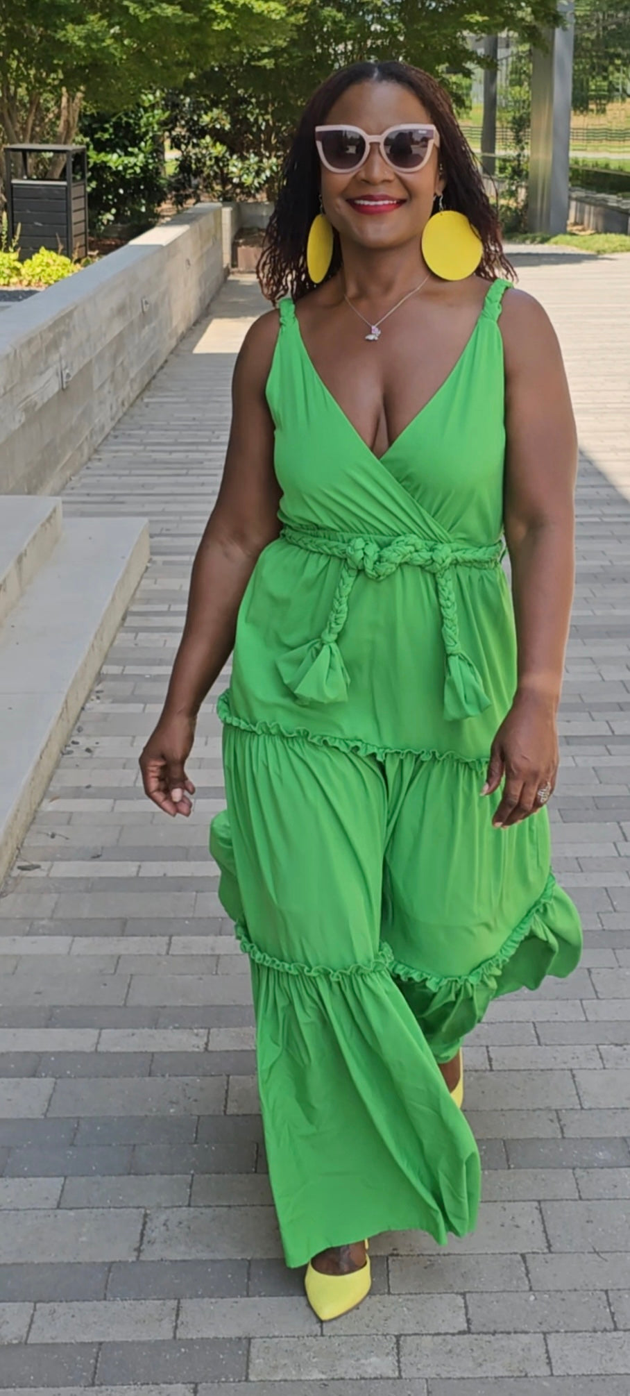 Ruffle V neck dress