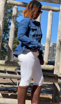 Denim jacket with peplum bodice