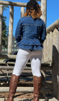 Denim jacket with peplum bodice