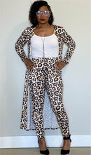 Classy Annie J 2pc Leopard Print Cardigan Set