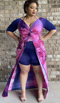 Flowery Plus Size Skort Set