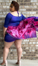 Flowery Plus Size Skort Set