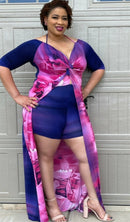 Flowery Plus Size Skort Set