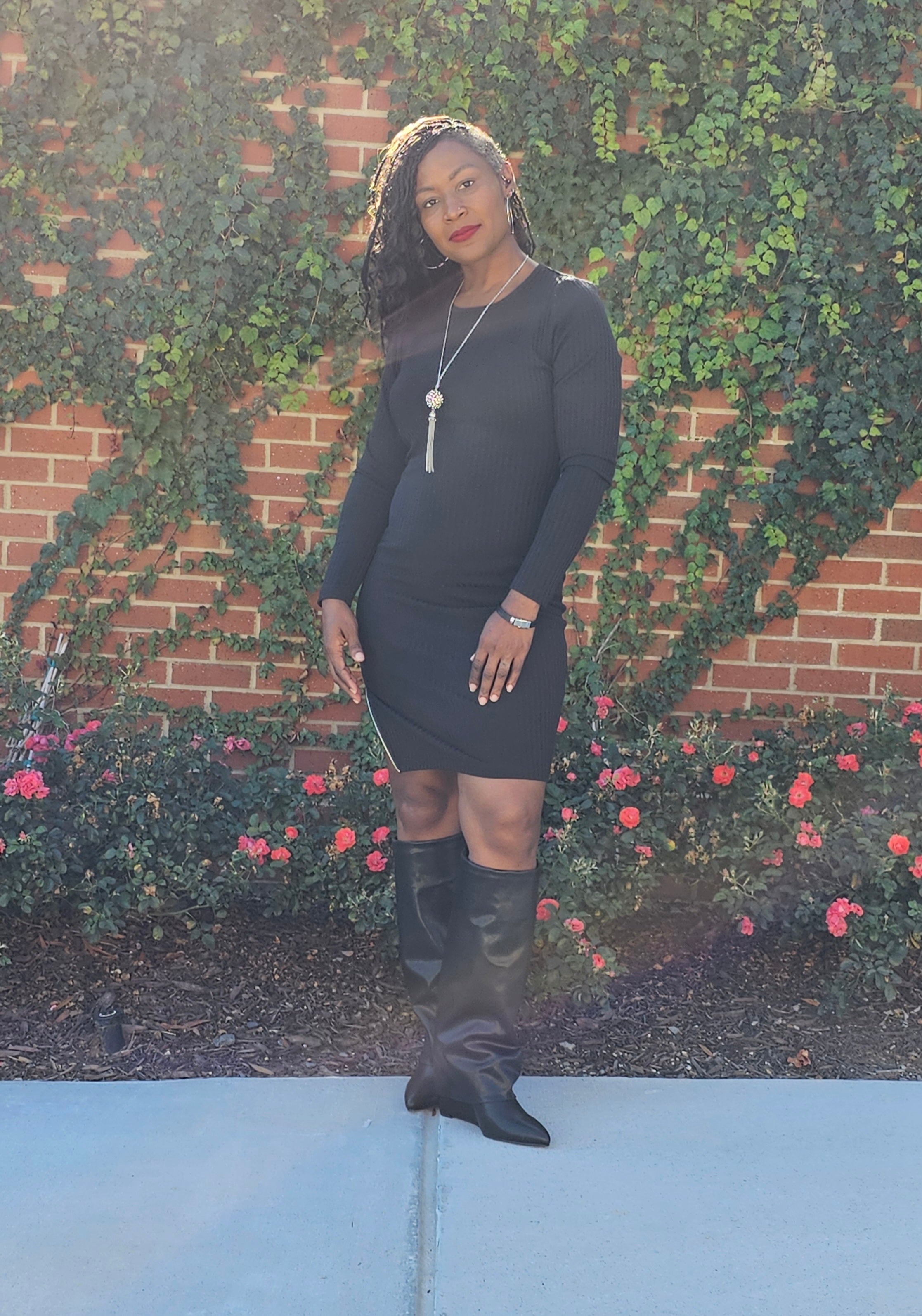 Thigh Out Zipper Dress