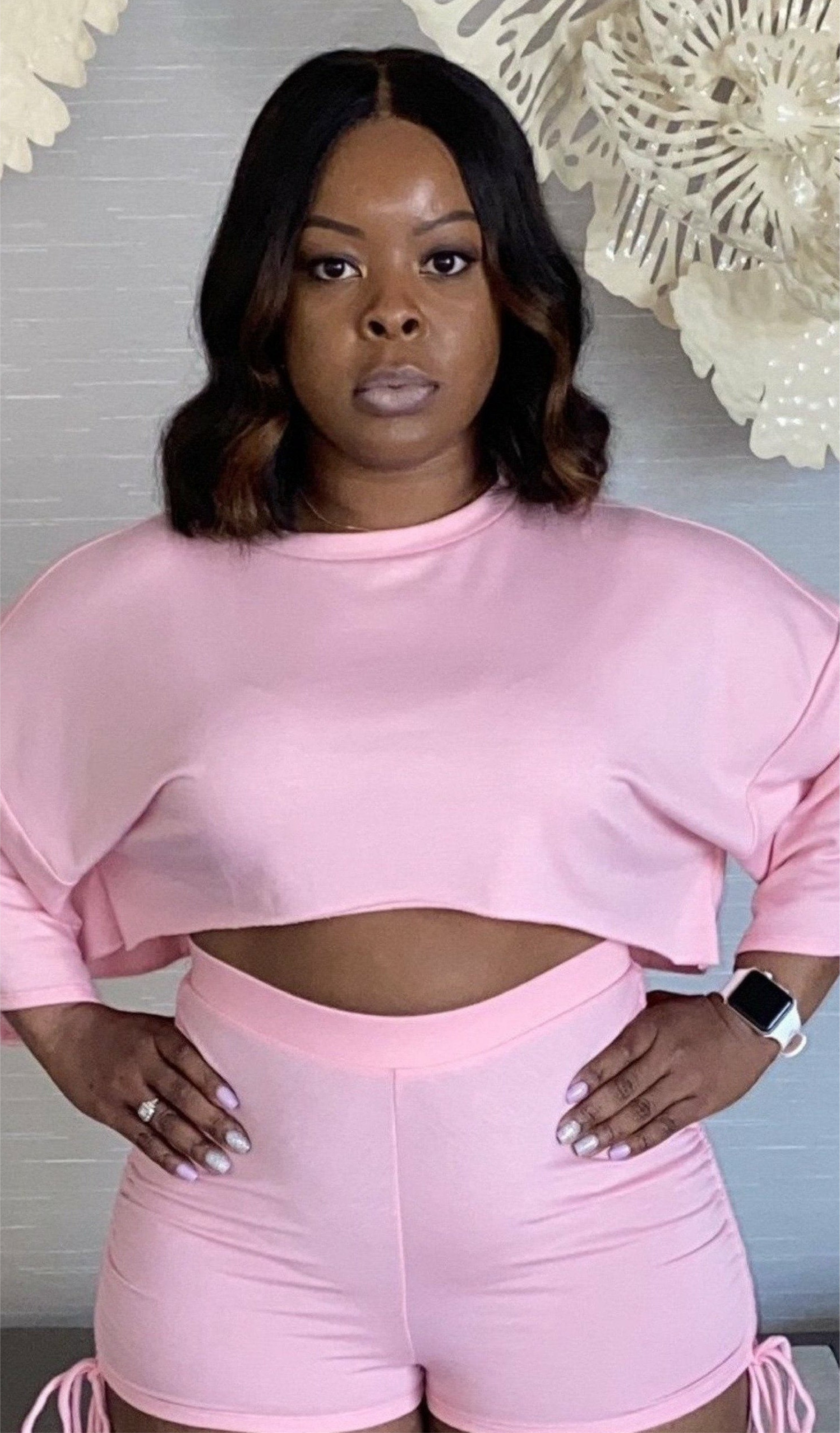 Cotton Candy Crop Top 2 piece Short Set