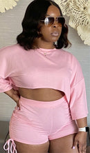 Cotton Candy Crop Top 2 piece Short Set