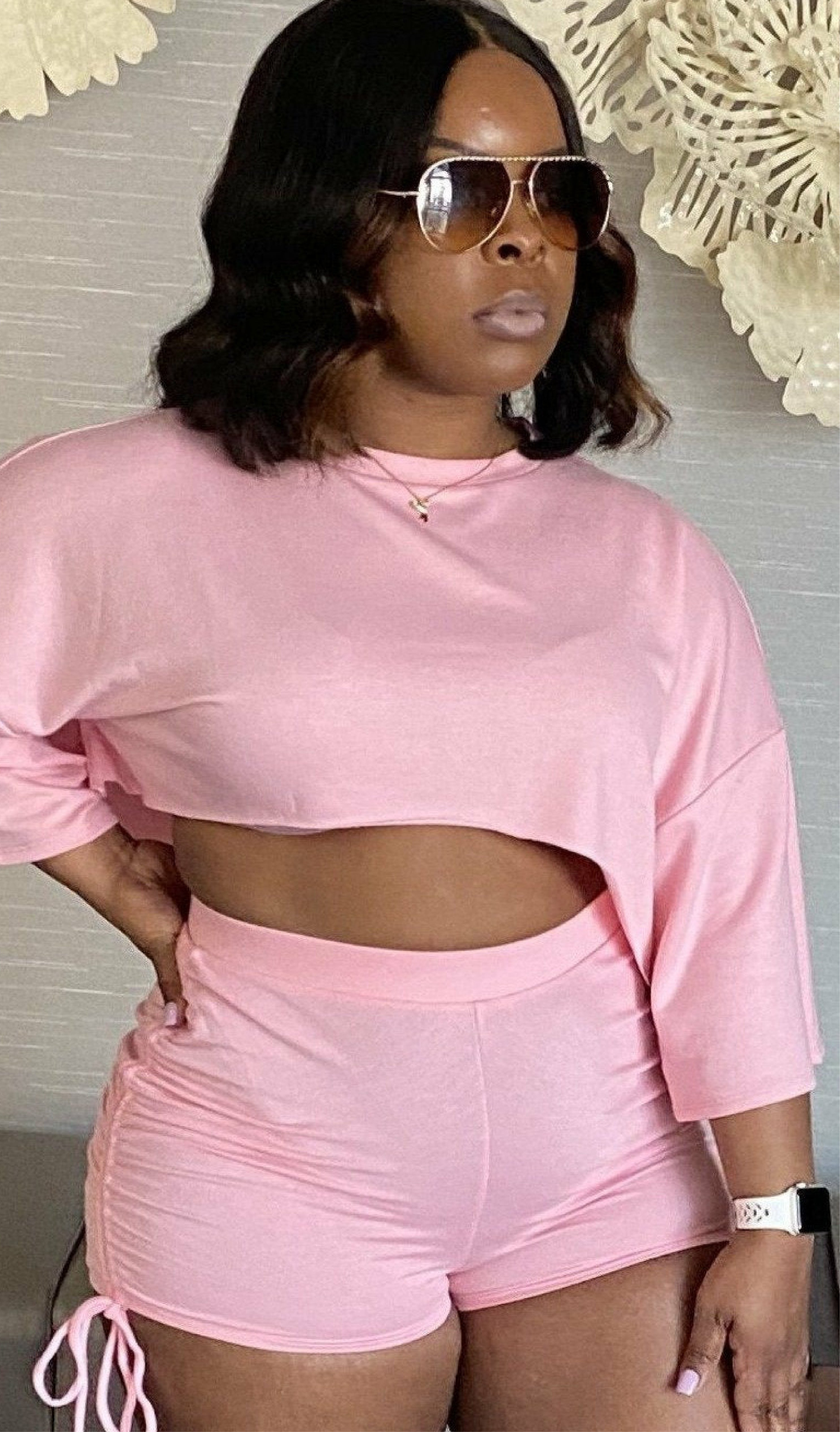 Cotton Candy Crop Top 2 piece Short Set