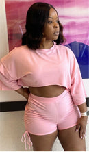 Cotton Candy Crop Top 2 piece Short Set