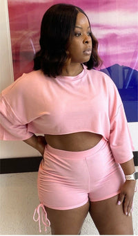 Cotton Candy Crop Top 2 piece Short Set