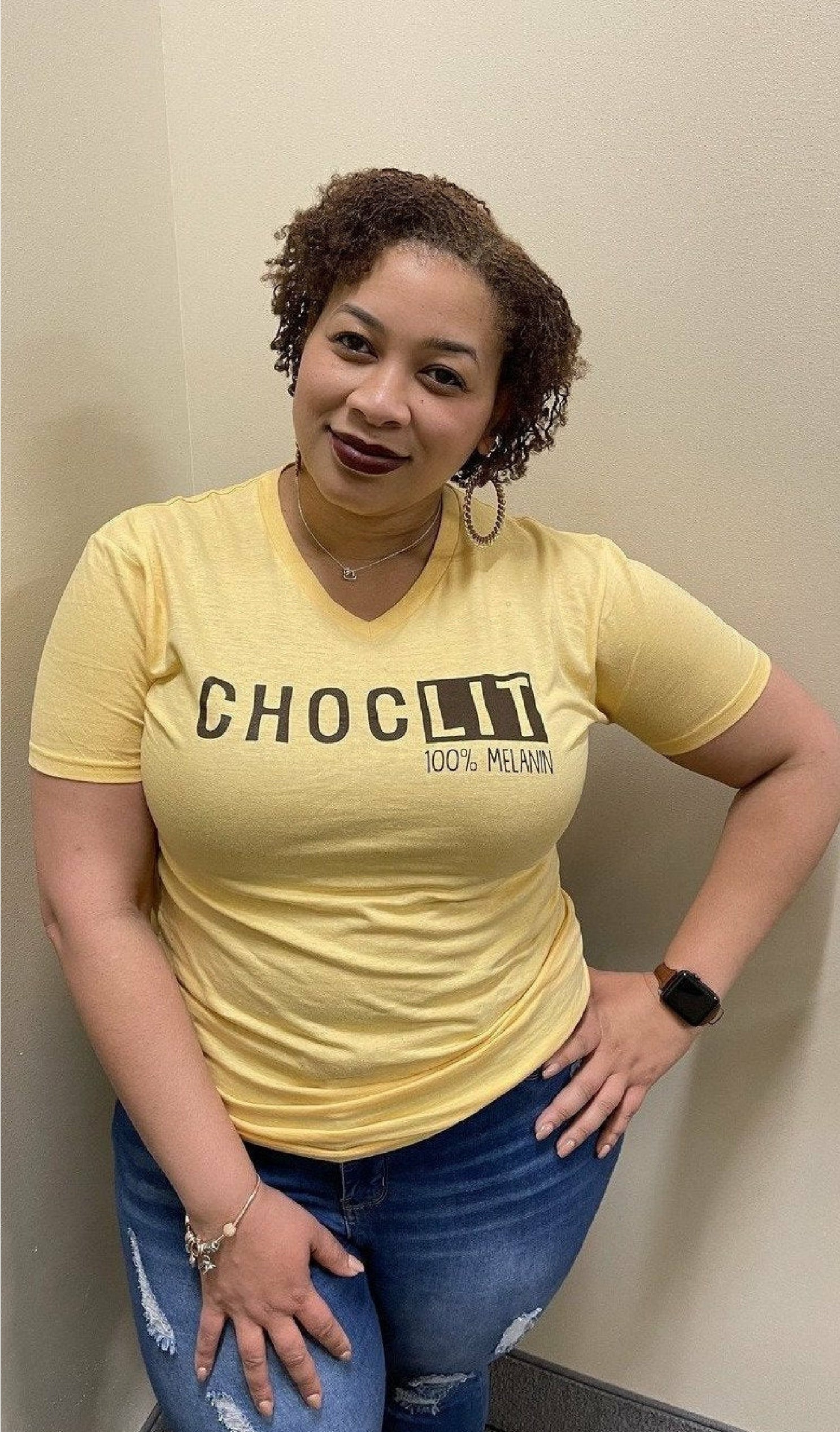 CHOCLIT 100% MELANIN V-neck tshirts