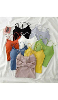 Solid color cropped cami tops