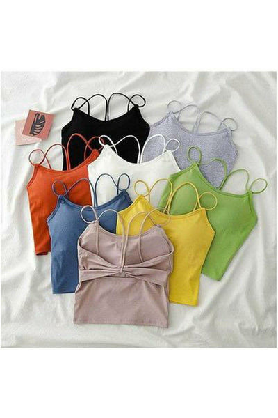 Solid color cropped cami tops - Nore's Fashion