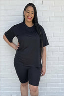 Black Biker Short Set - Nore's Fashion