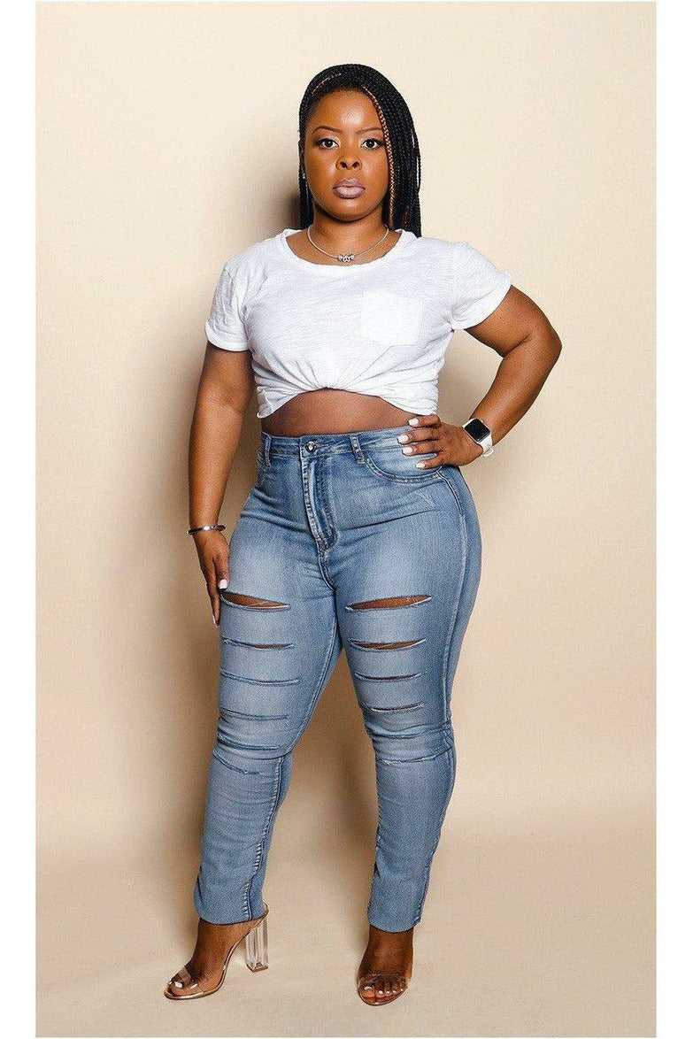 Sliced Just Right Denim Jeans - Nore's Fashion