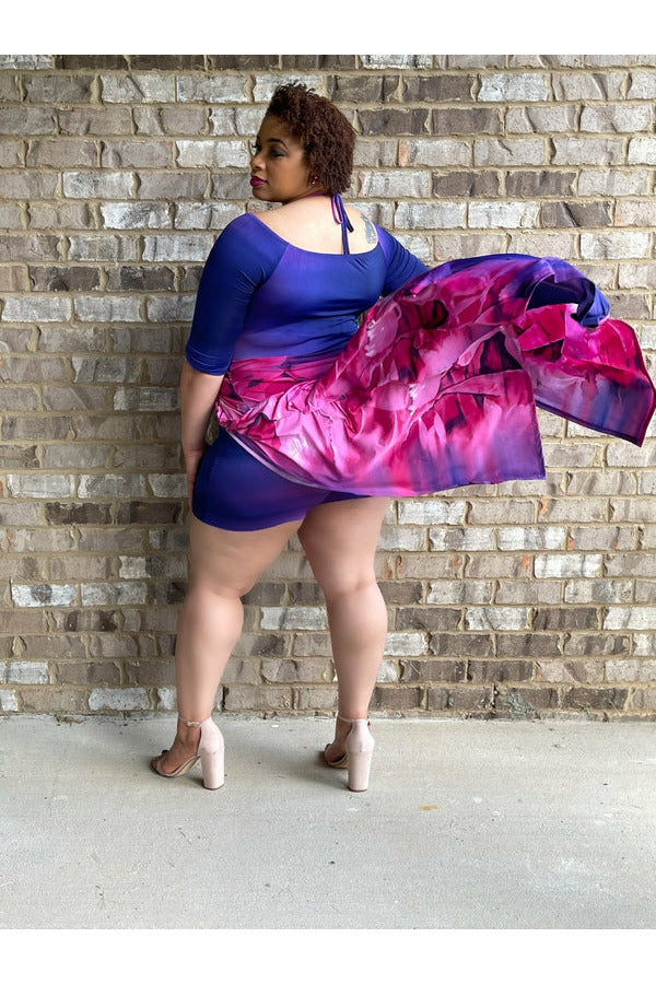Flowery Plus Size Skort Set - Nore's Fashion