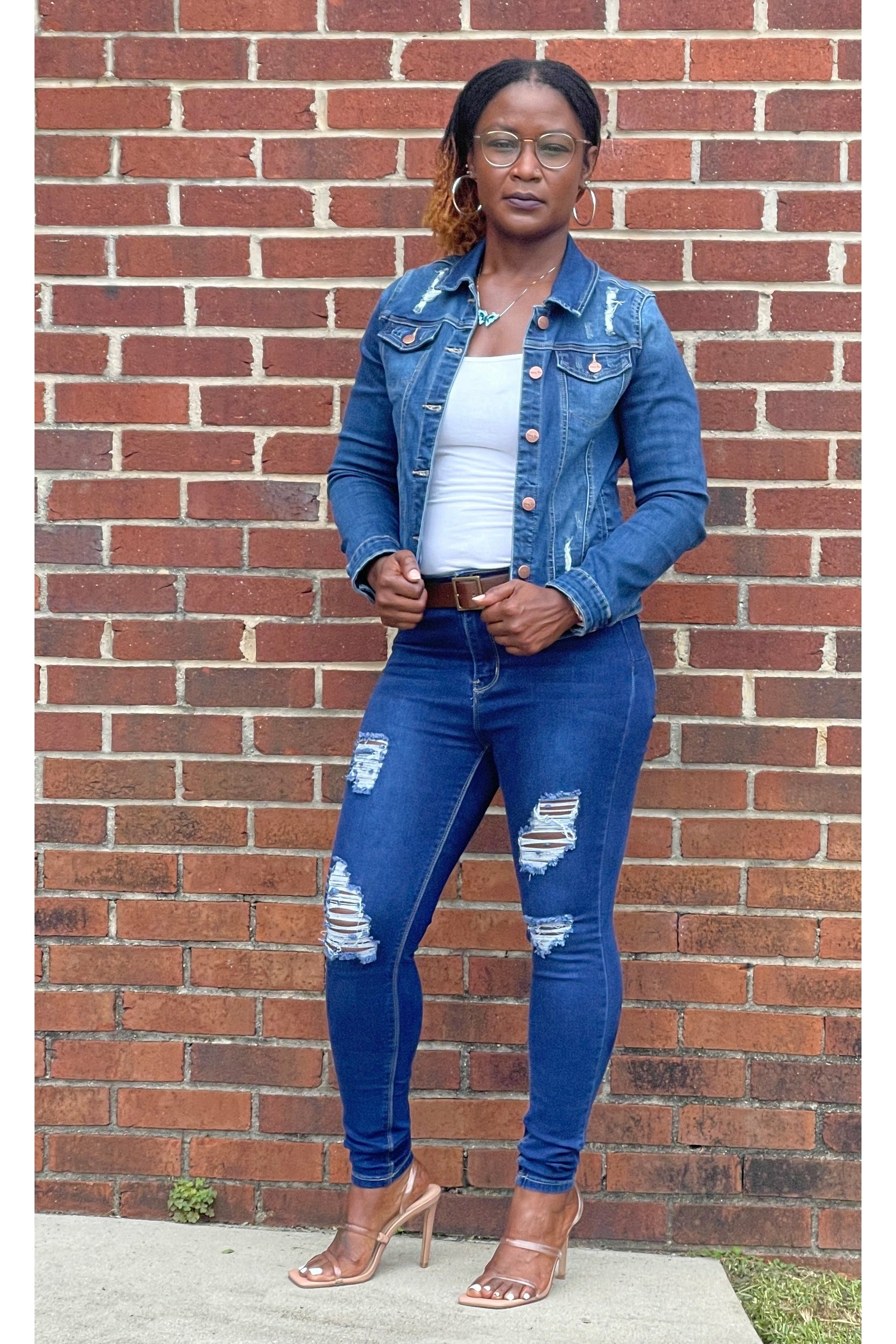 Ripped Dark Denim Jacket