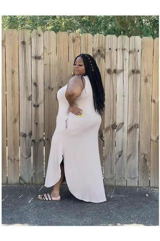 Lizzy Girl Sleeveless Side Slit Plus Size Dress - Nore's Fashion