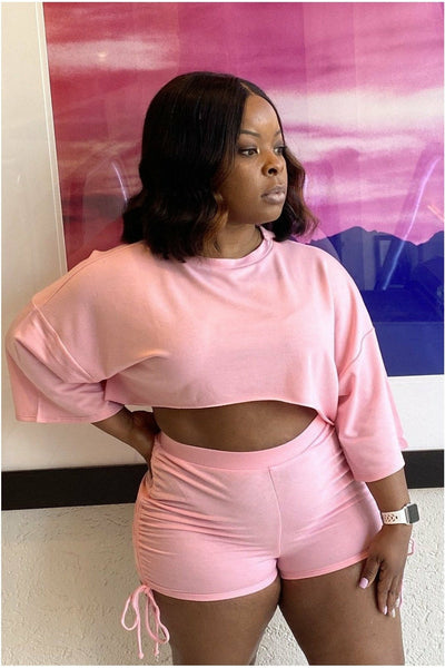 Cotton Candy Crop Top 2 piece Short Set - Nore's Fashion