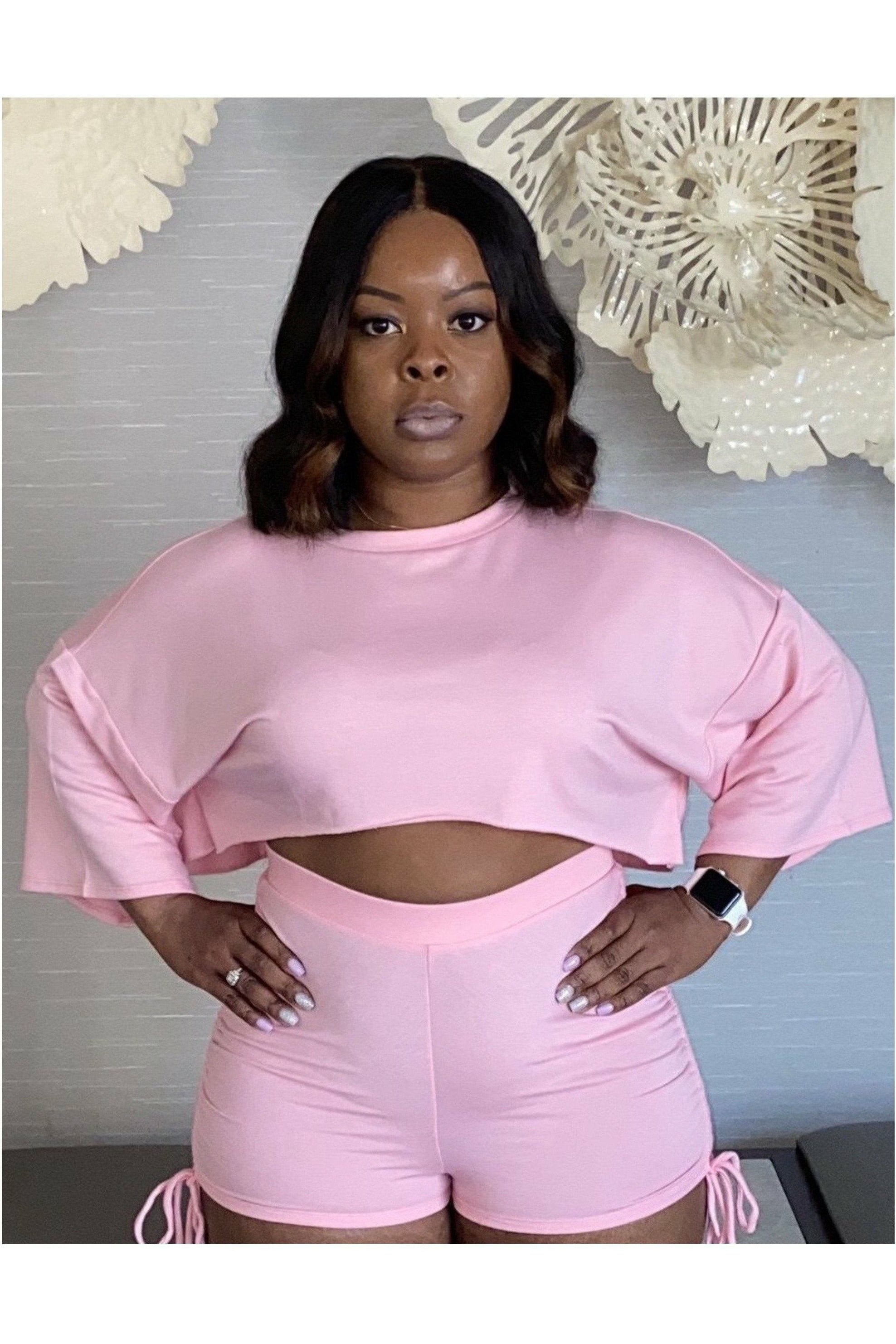 Cotton Candy Crop Top 2 piece Short Set - Nore's Fashion