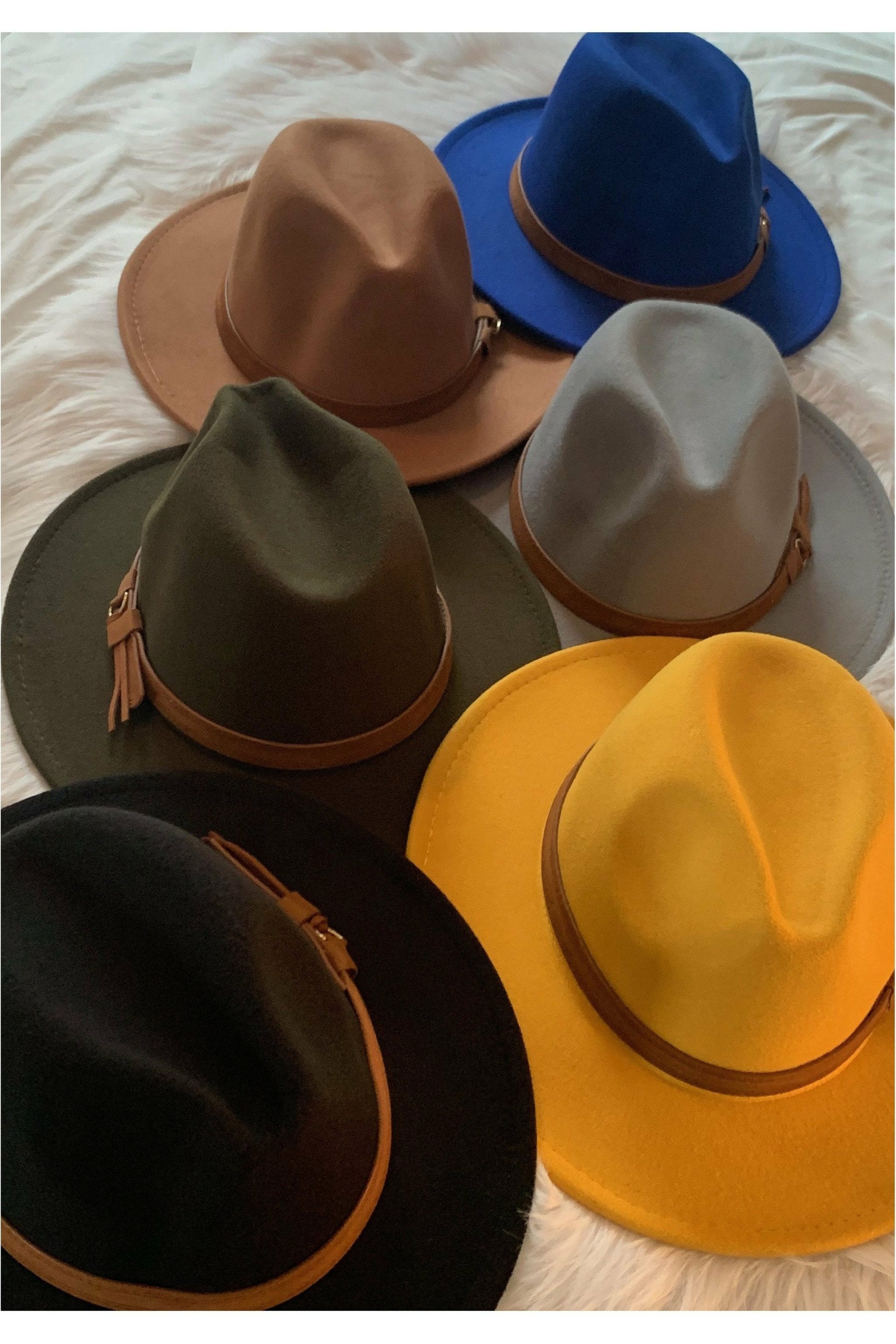 Fedora Hats with solid brown leather strap - Nore's Fashion