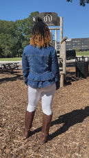 Denim jacket with peplum bodice