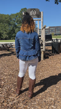 Denim jacket with peplum bodice