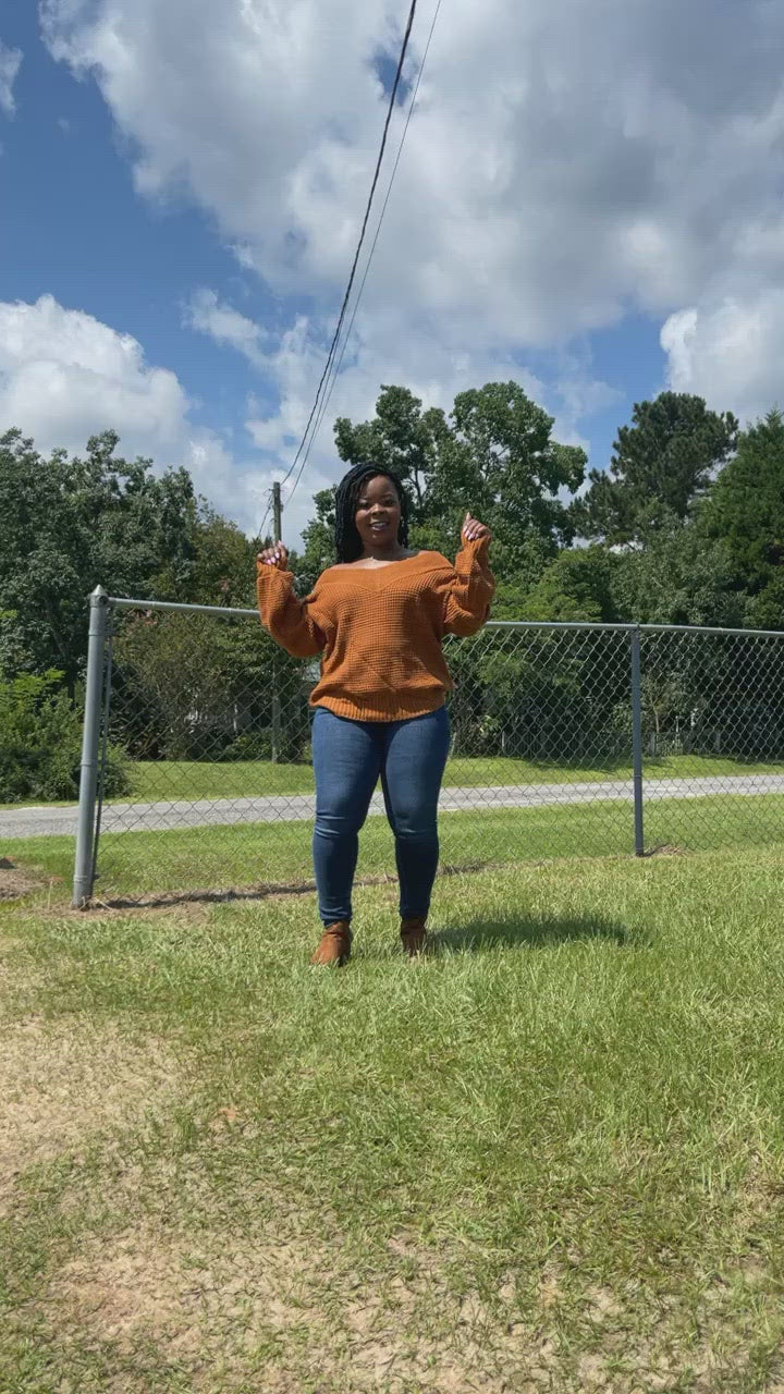 Go Deep V-neck Waffle Sweater