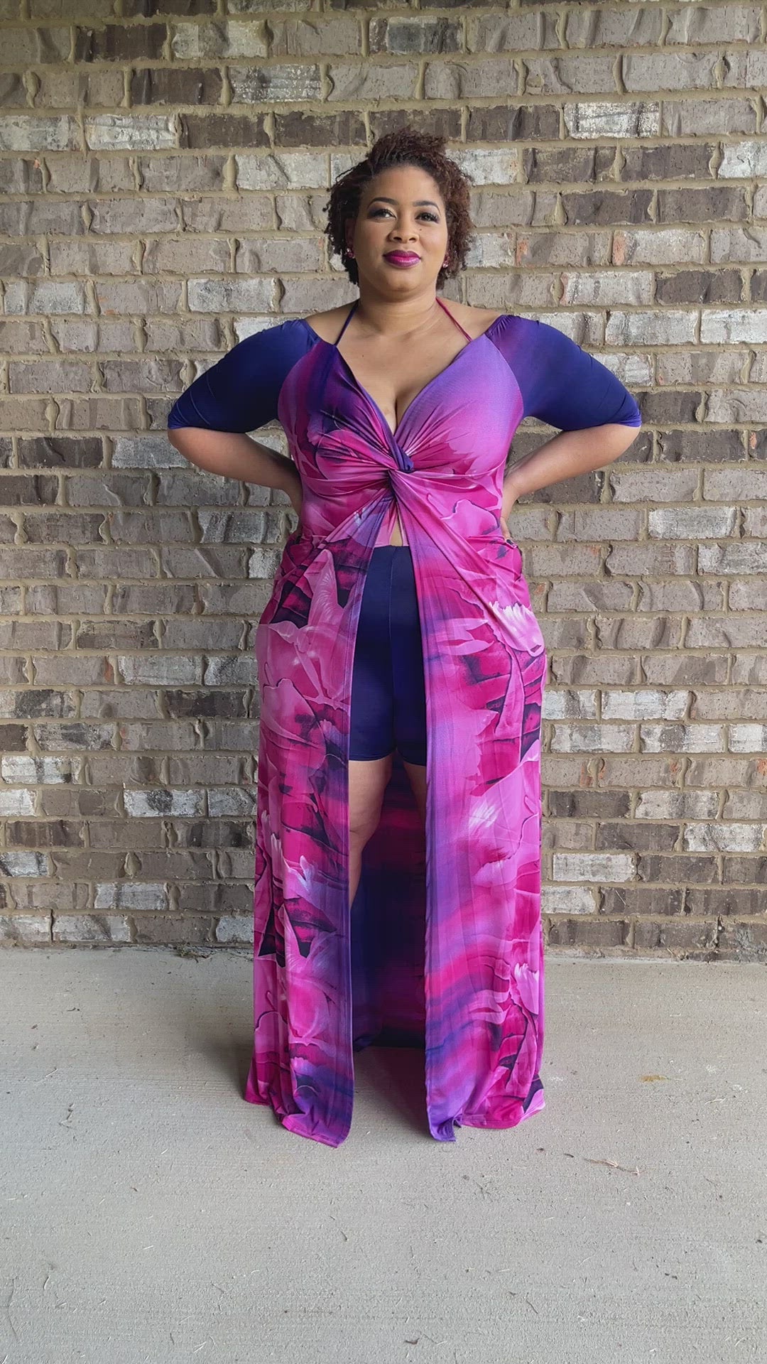 Flowery Plus Size Skort Set