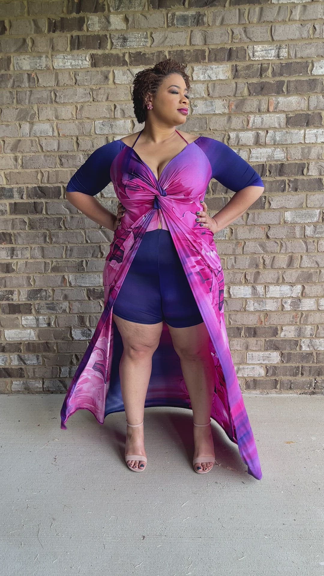 Flowery Plus Size Skort Set