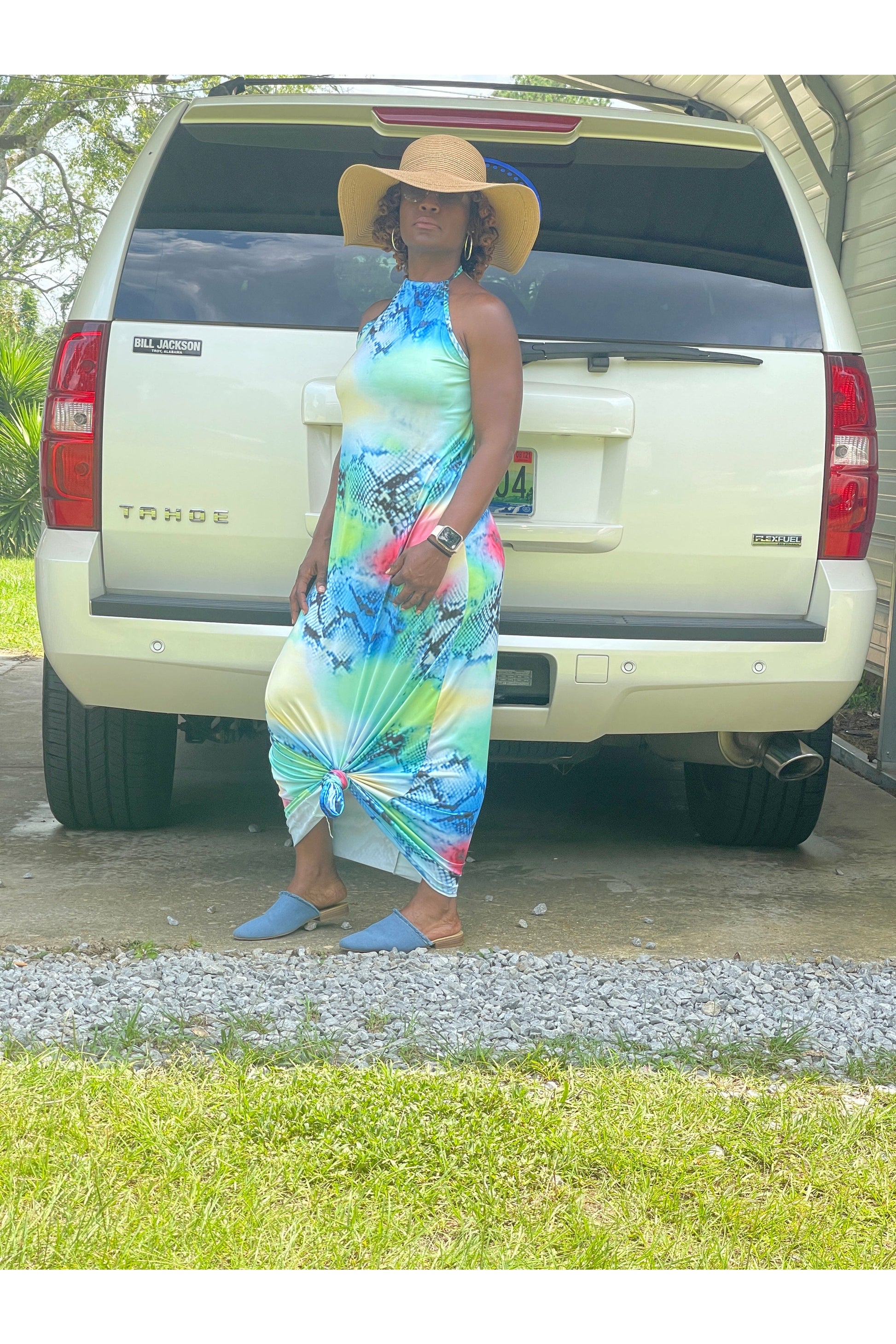 Elaine Multicolor Halter Dress - Nore's Fashion