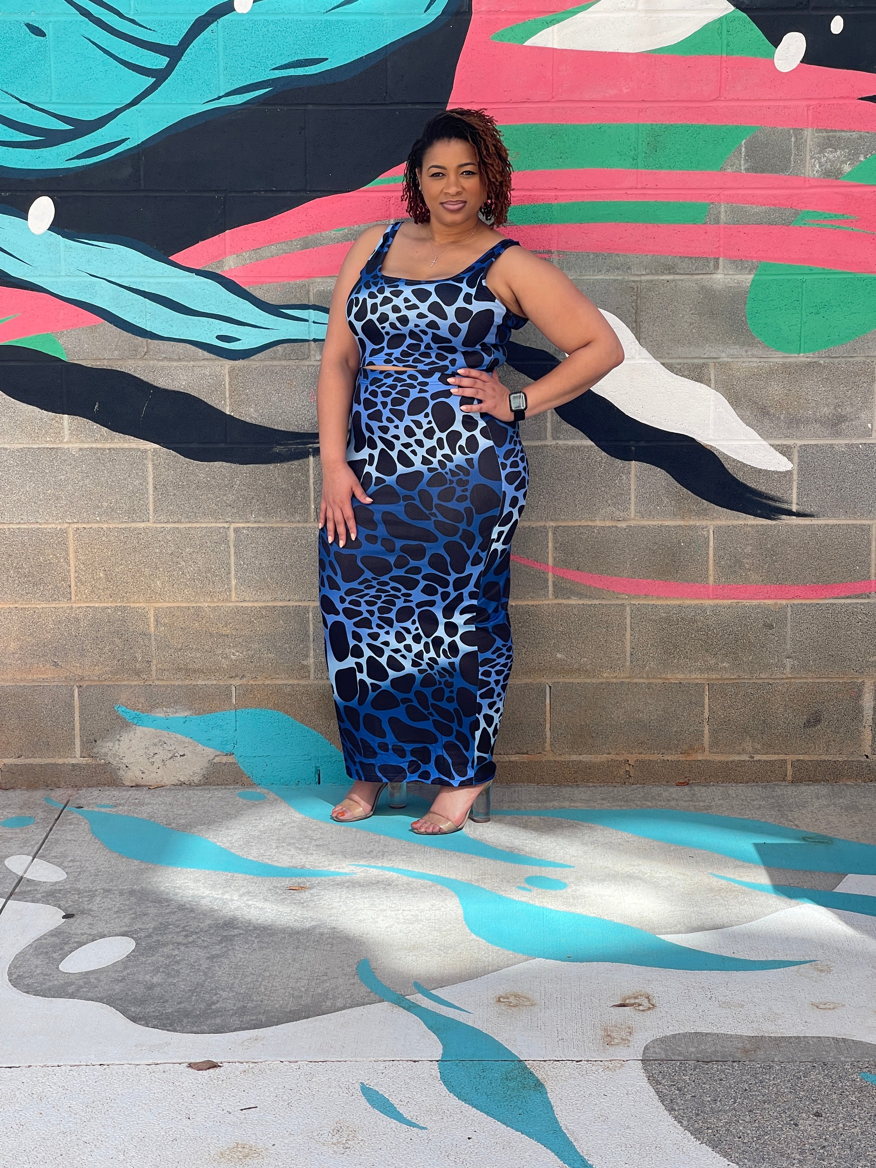 Leopard Print Plus Size Skirt Set