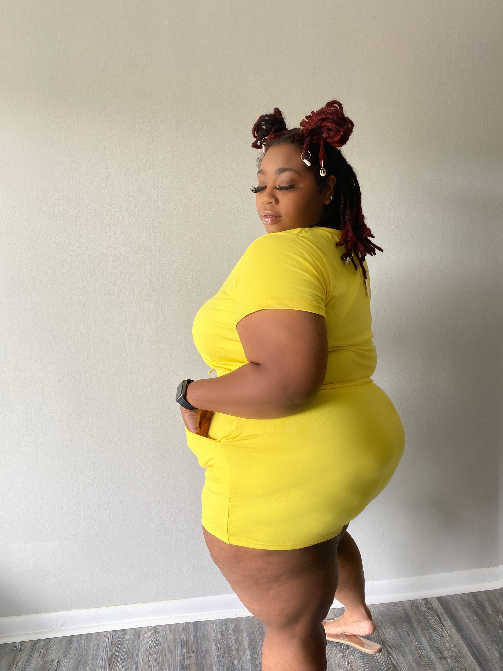 Yellow 2pc plus size Crop top plus size short set Nore s Fashion