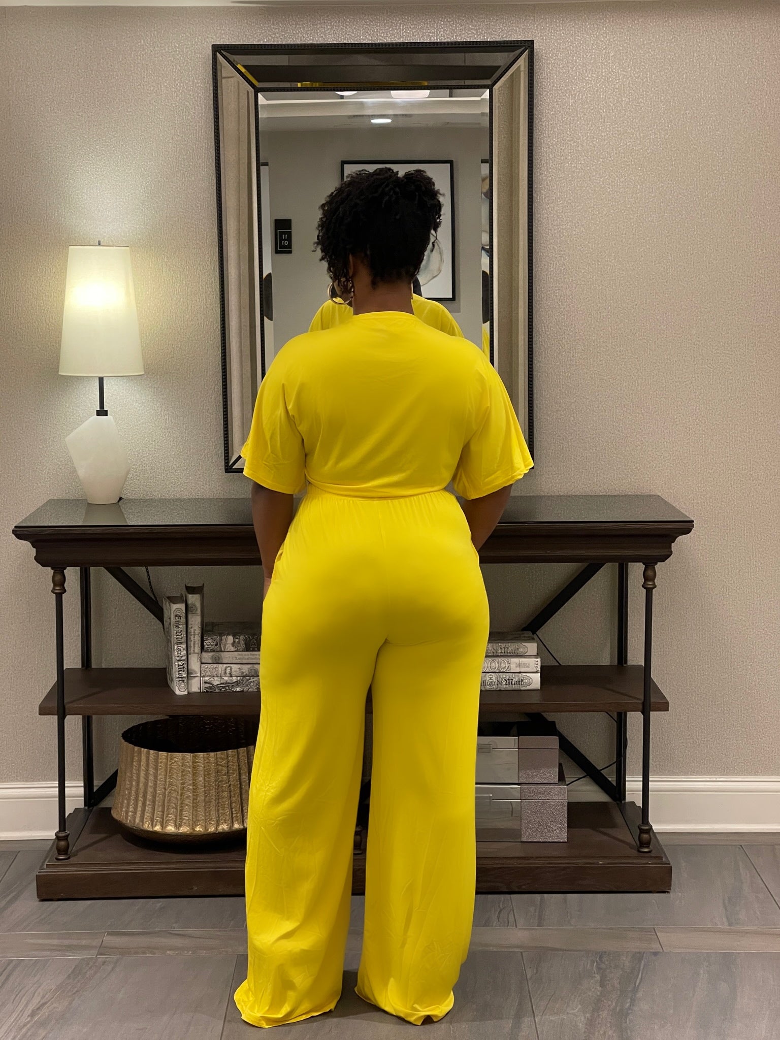 Yellow 2pc Vneck Set