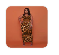Leopard Print Plus Size Skirt Set