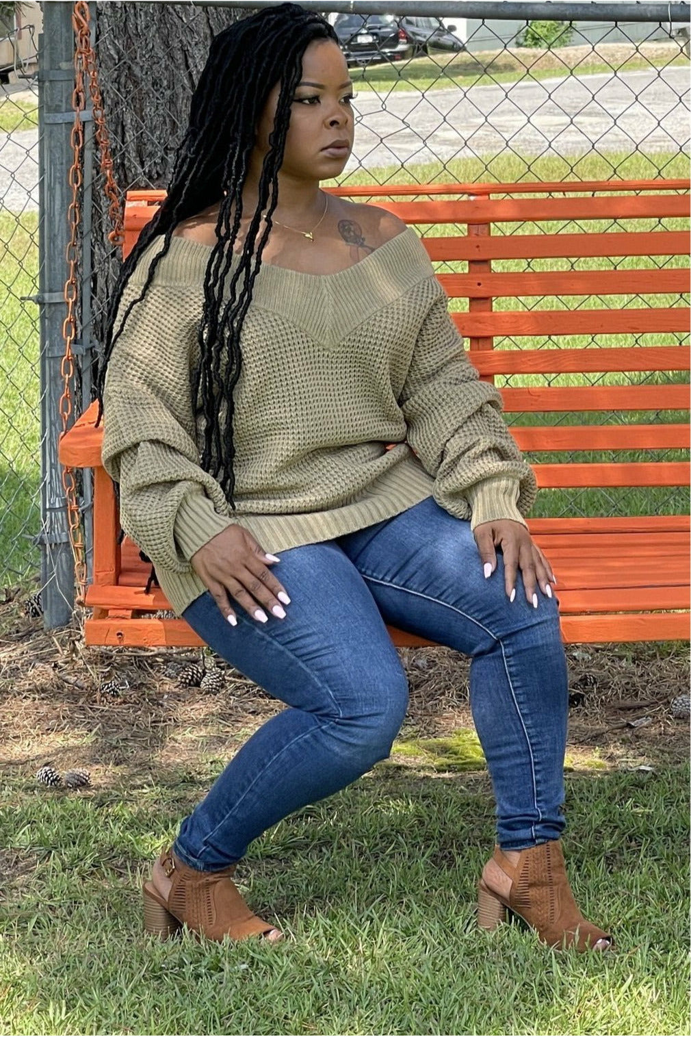 Go Deep V-neck Waffle Sweater - Nore's Fashion